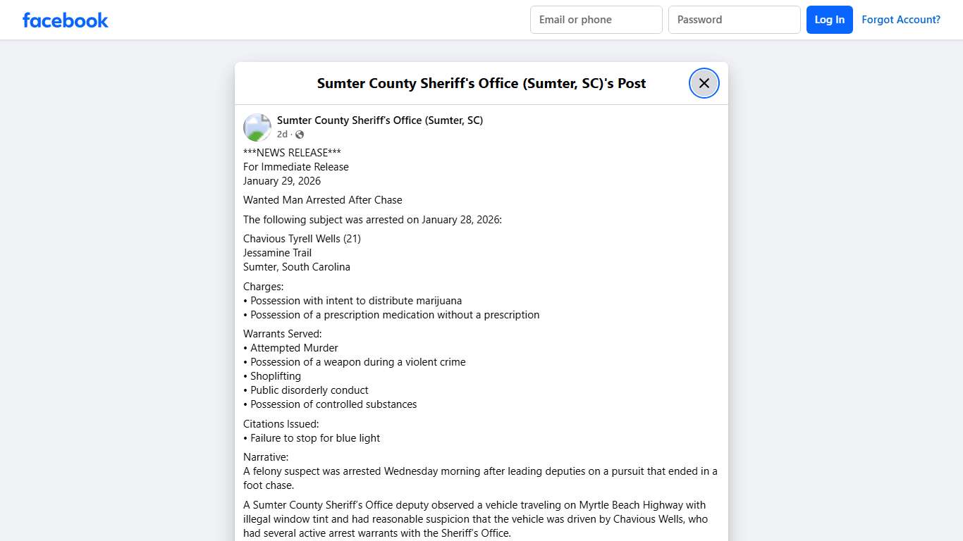 ***NEWS... - Sumter County Sheriff's Office (Sumter, SC) Facebook